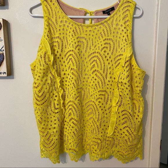 RW&CO. | Bright yellow ruffled eyelet lace over lay tank - Picture 1 of 8